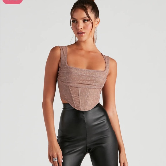 Windsor Shimmering Brown Crop Top - Picture 1 of 4